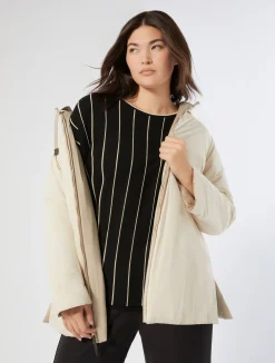 Clearance Marina Rinaldi Reversible water-repellent technical canvas parka BEIGE