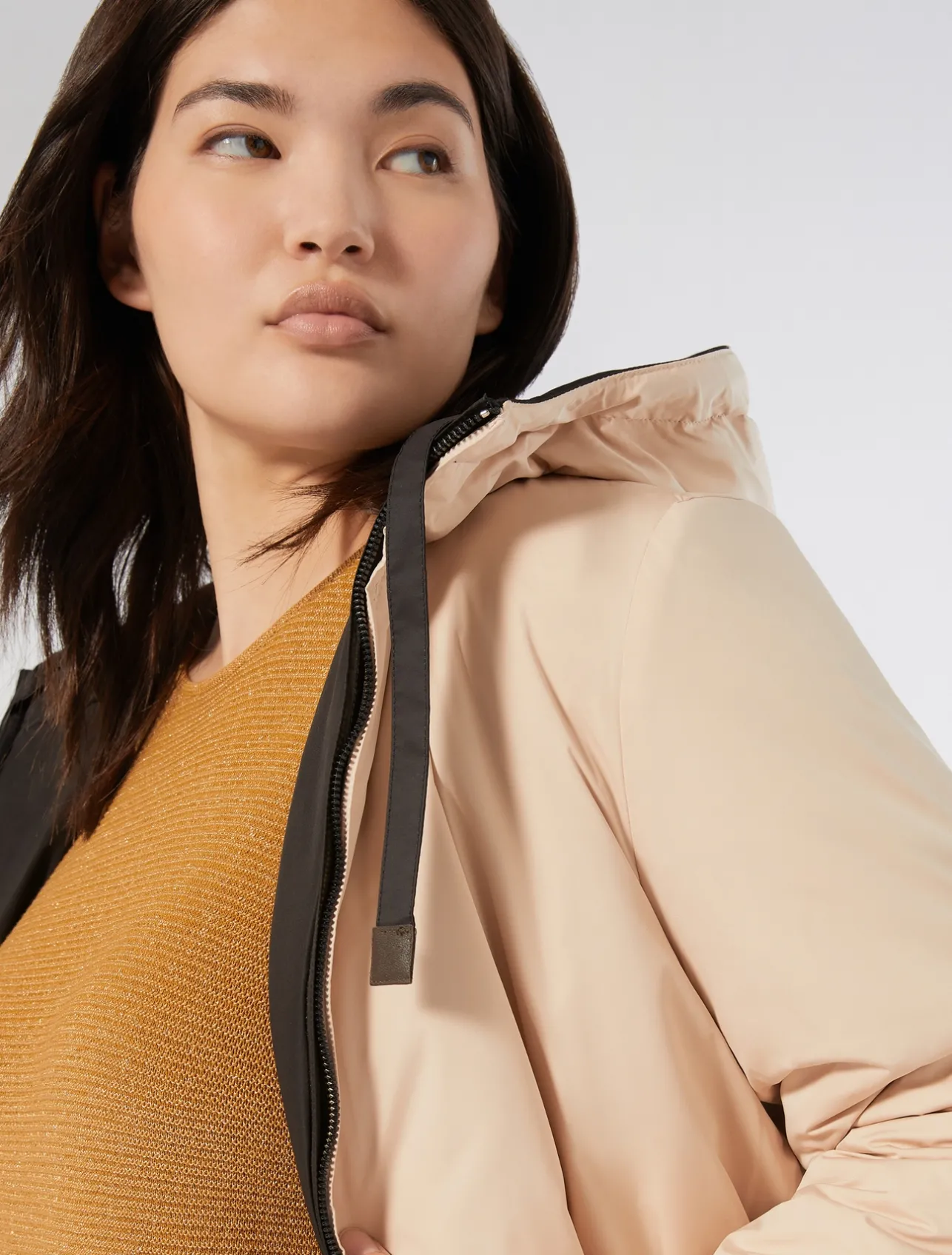 Sale Marina Rinaldi Reversible water-repellent technical canvas parka BLACK