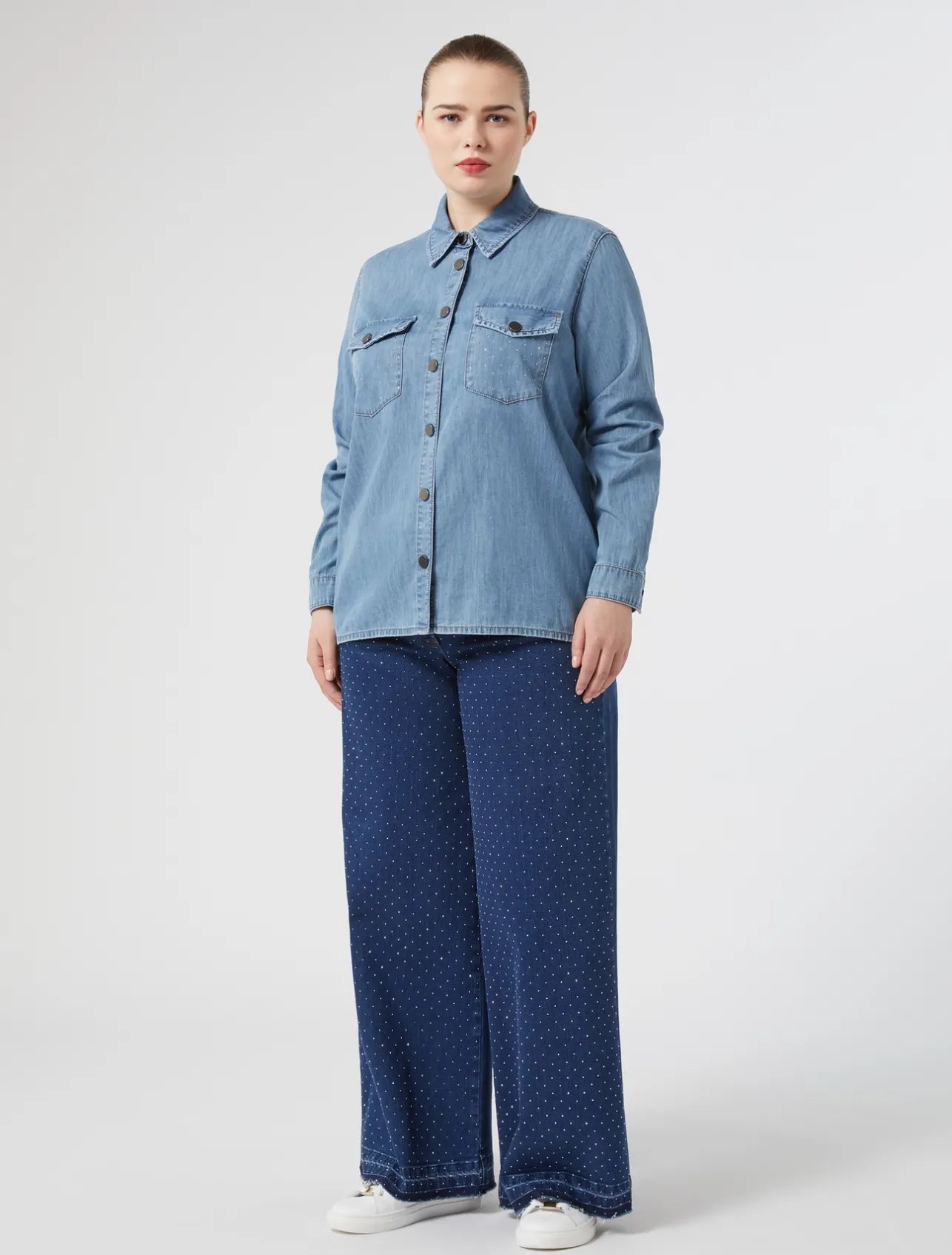 Outlet Marina Rinaldi Rhinestone denim jeans ULTRAMARINE