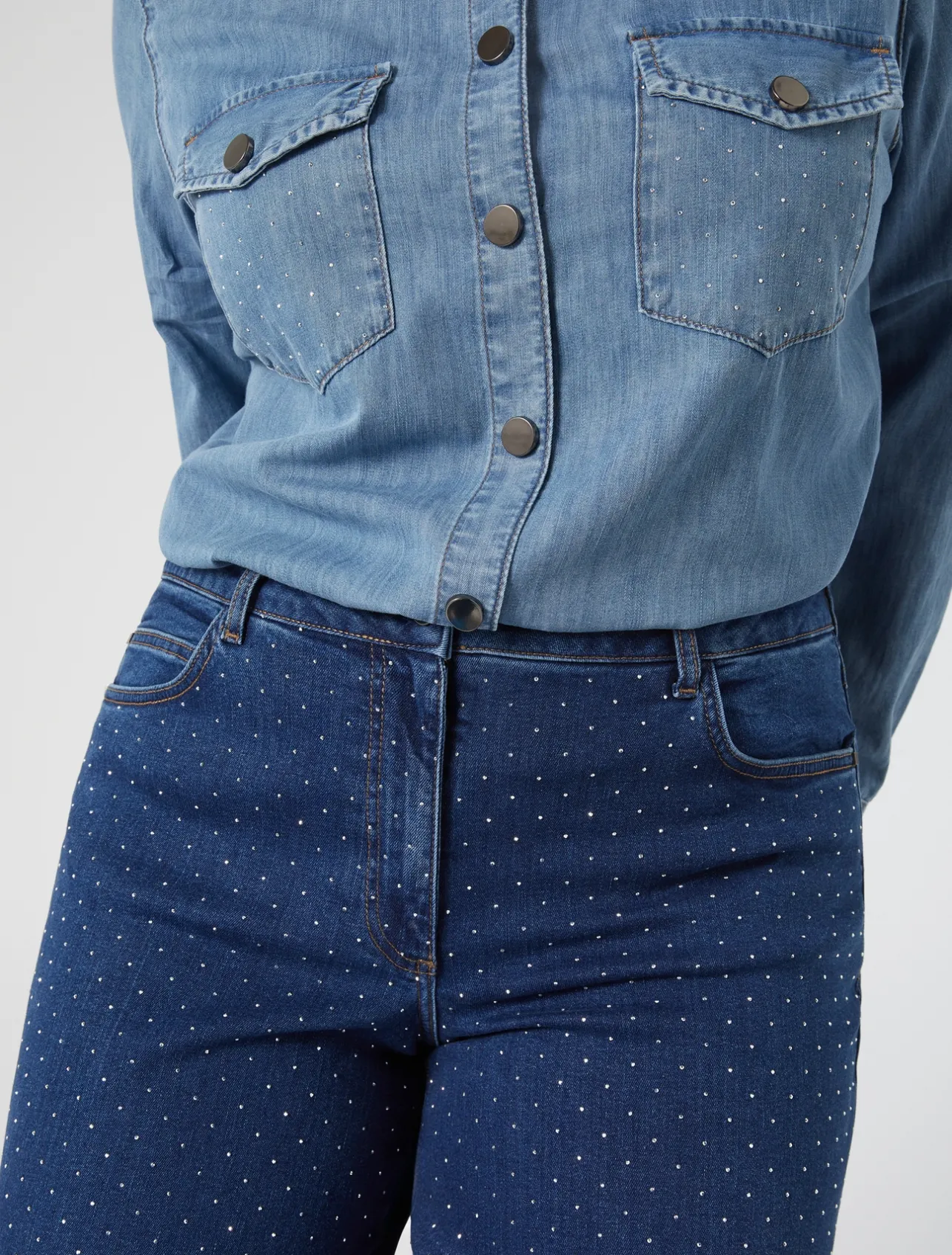Outlet Marina Rinaldi Rhinestone denim jeans ULTRAMARINE