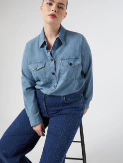 Outlet Marina Rinaldi Rhinestone denim jeans ULTRAMARINE