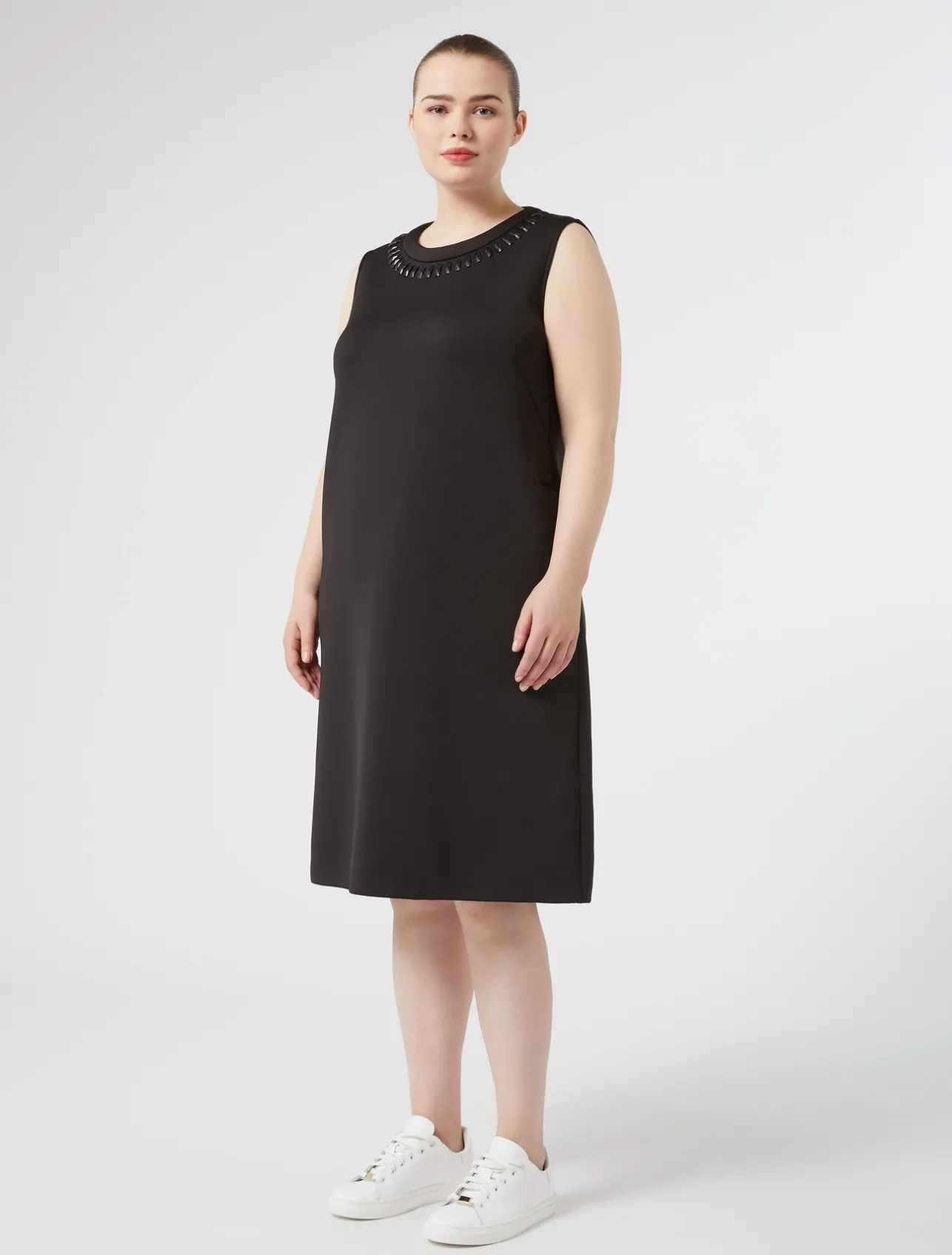 Online Marina Rinaldi Rhinestone scuba dress BLACK