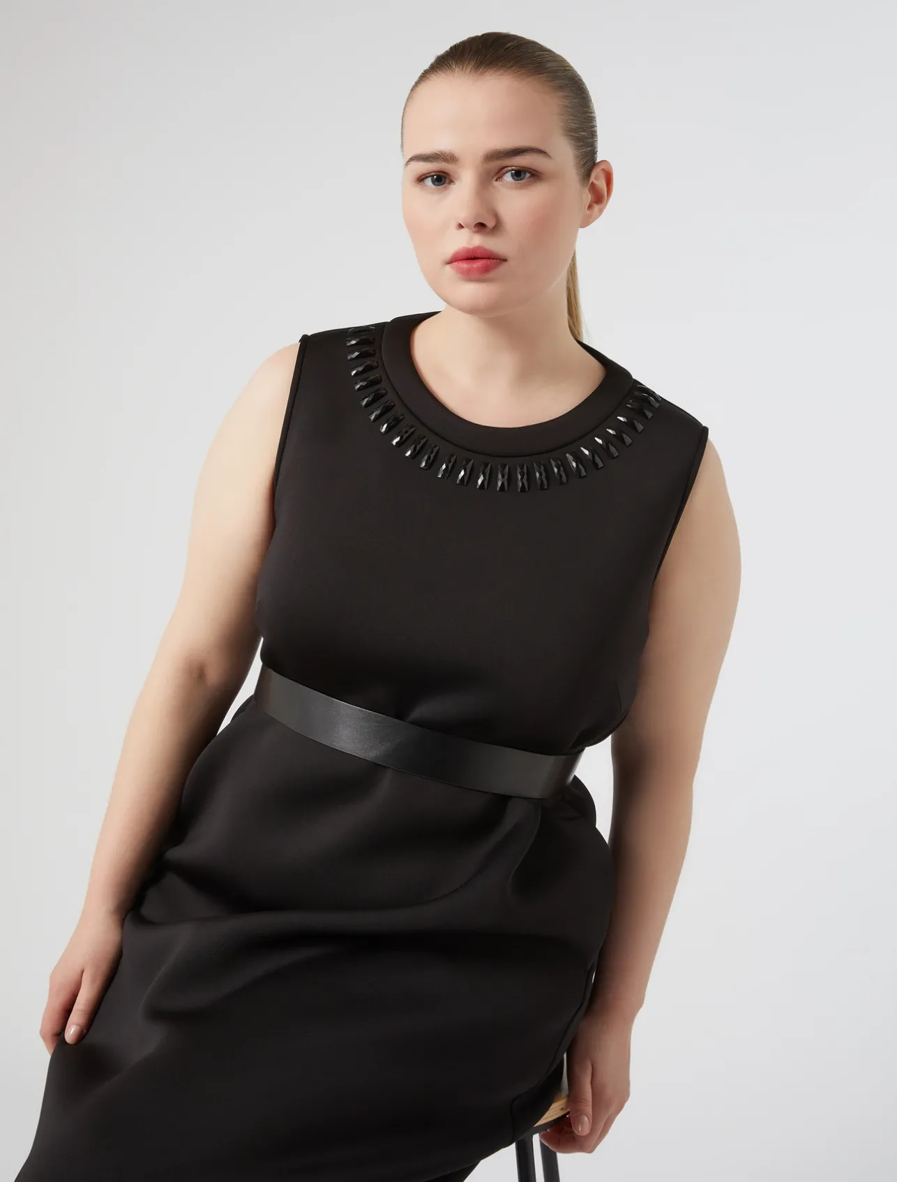 Online Marina Rinaldi Rhinestone scuba dress BLACK