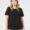 Best Marina Rinaldi Rhinestone-adorned jersey T-shirt BLACK