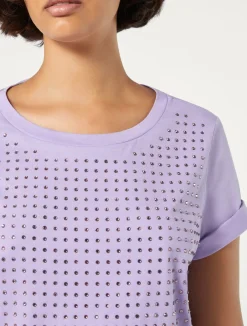 Best Marina Rinaldi Rhinestone-adorned jersey T-shirt LILAC