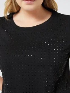 Best Marina Rinaldi Rhinestone-adorned jersey T-shirt BLACK