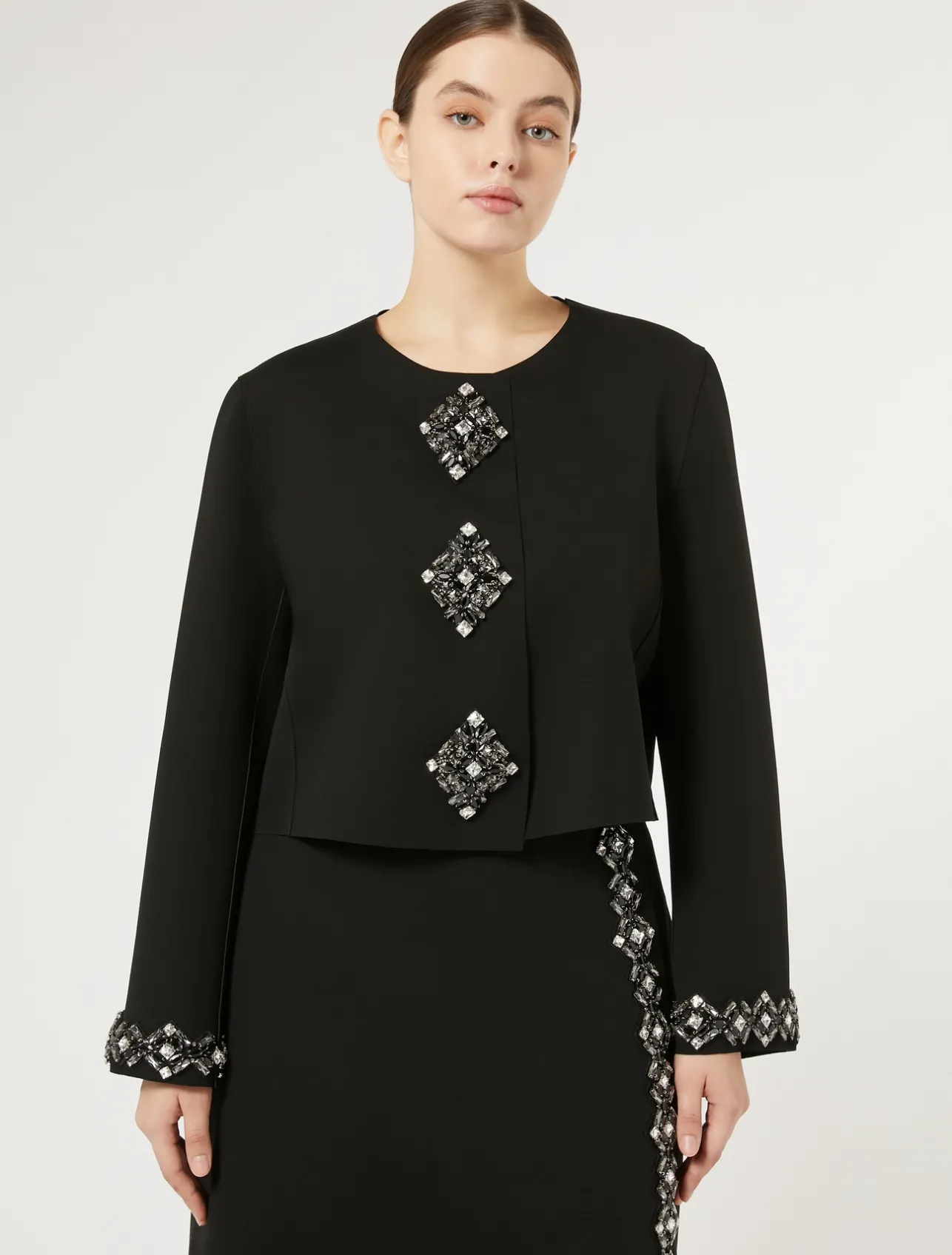 Hot Marina Rinaldi Rhinestoned cady jacket BLACK