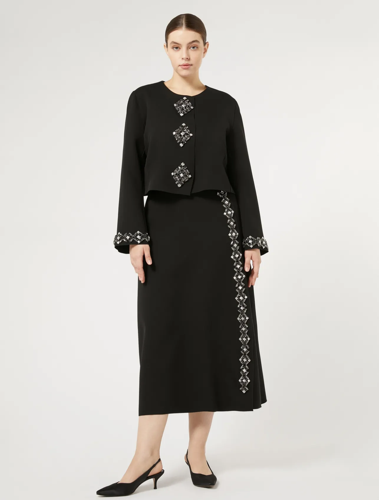 Hot Marina Rinaldi Rhinestoned cady jacket BLACK