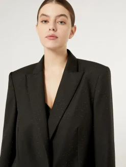 Online Marina Rinaldi Rhinestoned twill blazer BLACK