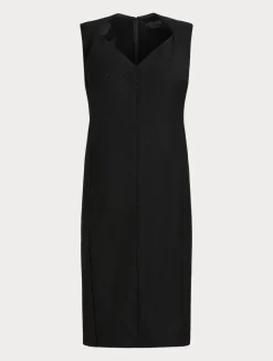 Clearance Marina Rinaldi Rhinestoned twill dress BLACK