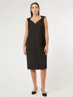 Clearance Marina Rinaldi Rhinestoned twill dress BLACK
