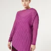 Sale Marina Rinaldi Ribbed asymmetric sweater PINK