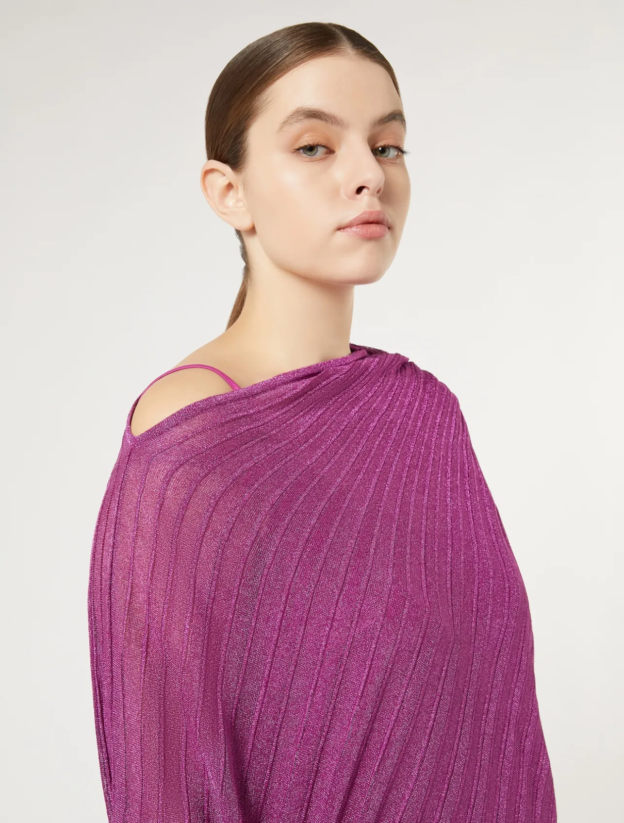 Sale Marina Rinaldi Ribbed asymmetric sweater PINK