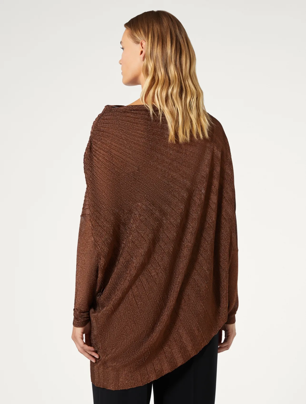 Fashion Marina Rinaldi Ribbed asymmetric sweater CARAMEL