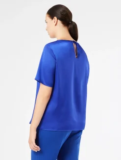 Sale Marina Rinaldi Satin blouse CORNFLOWERBLUE