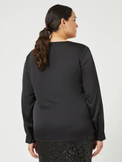 Fashion Marina Rinaldi Satin blouse BLACK