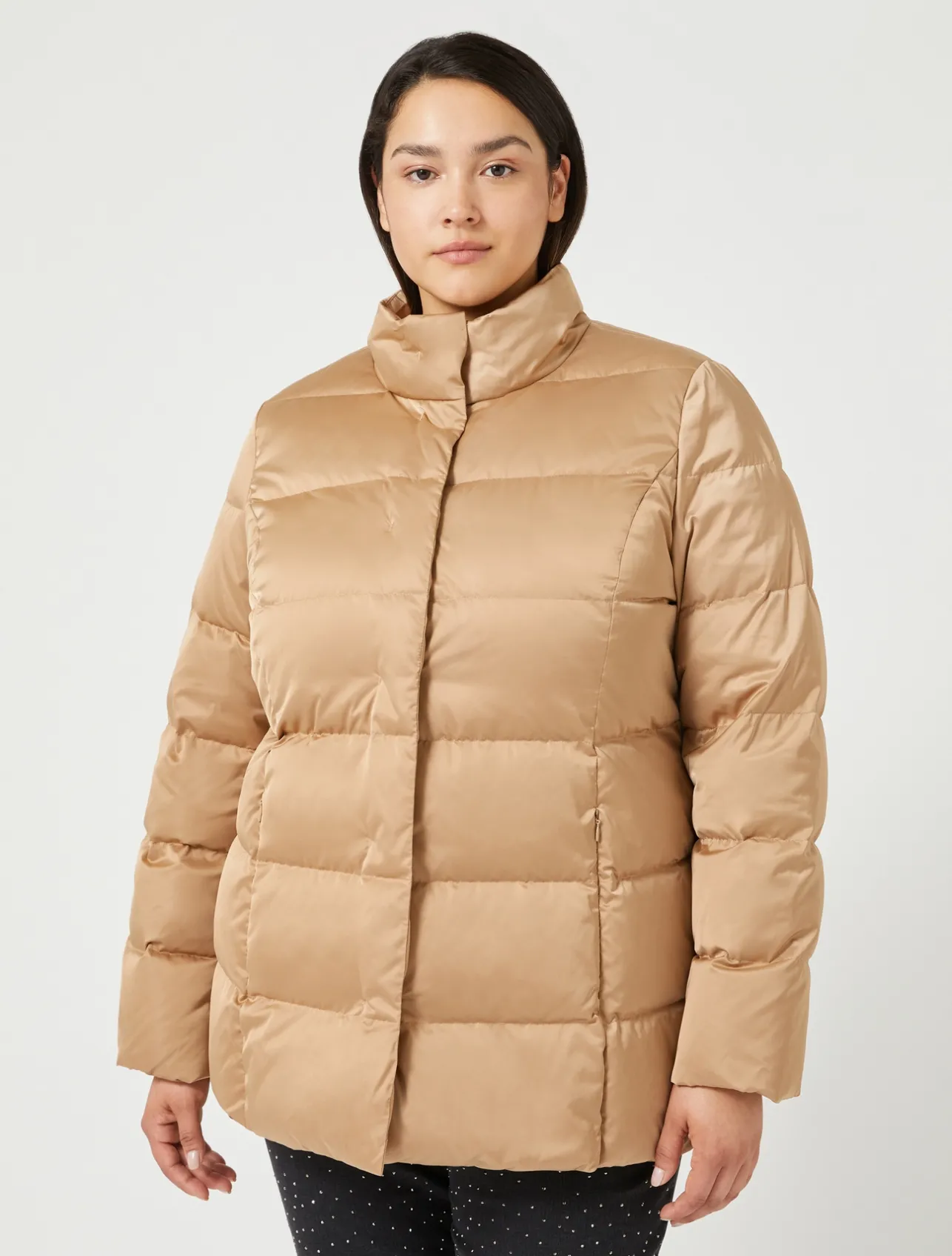 Discount Marina Rinaldi Satin down jacket CAMEL