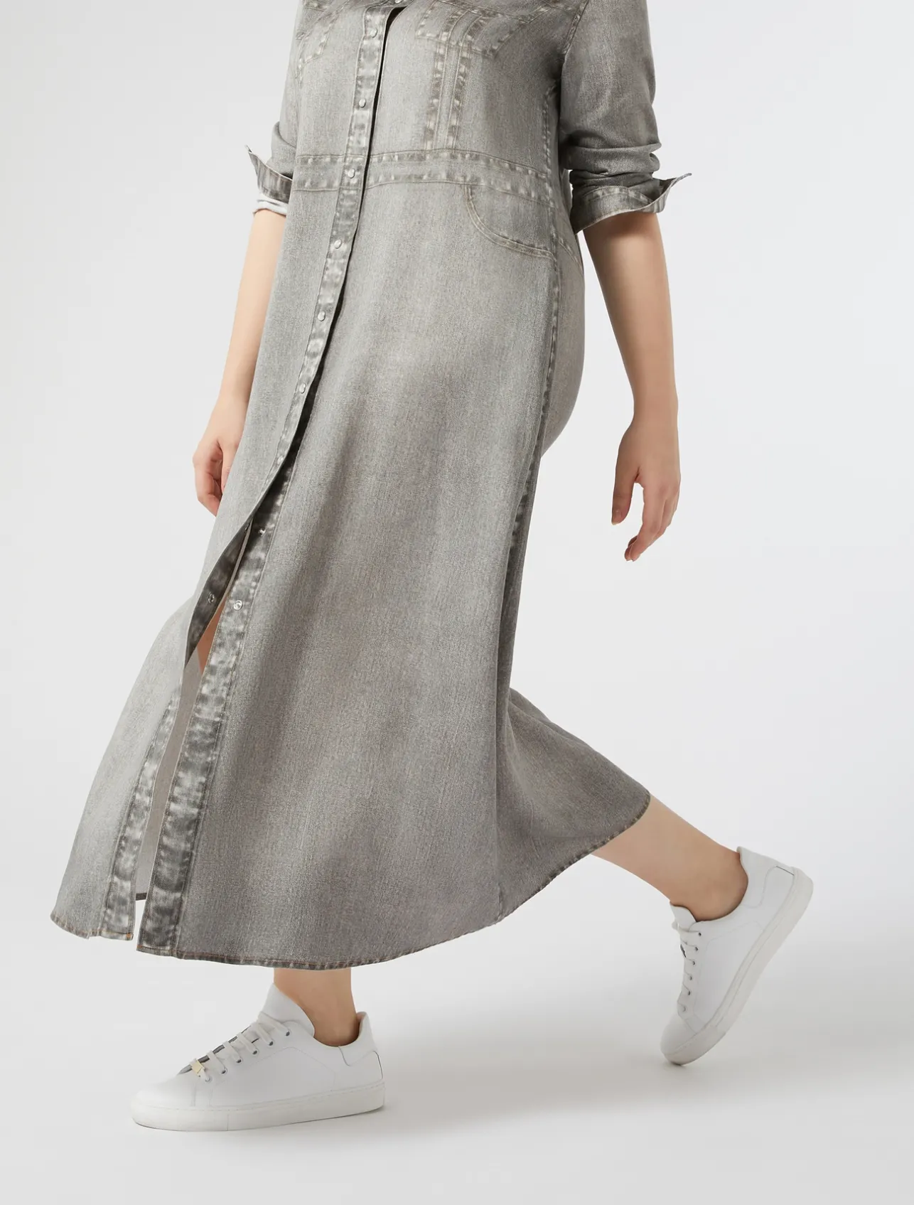 Online Marina Rinaldi Satin shirt dress MEDIUMGREY