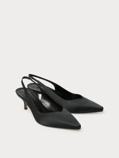 Online Marina Rinaldi Satin sling-back court shoes BLACK