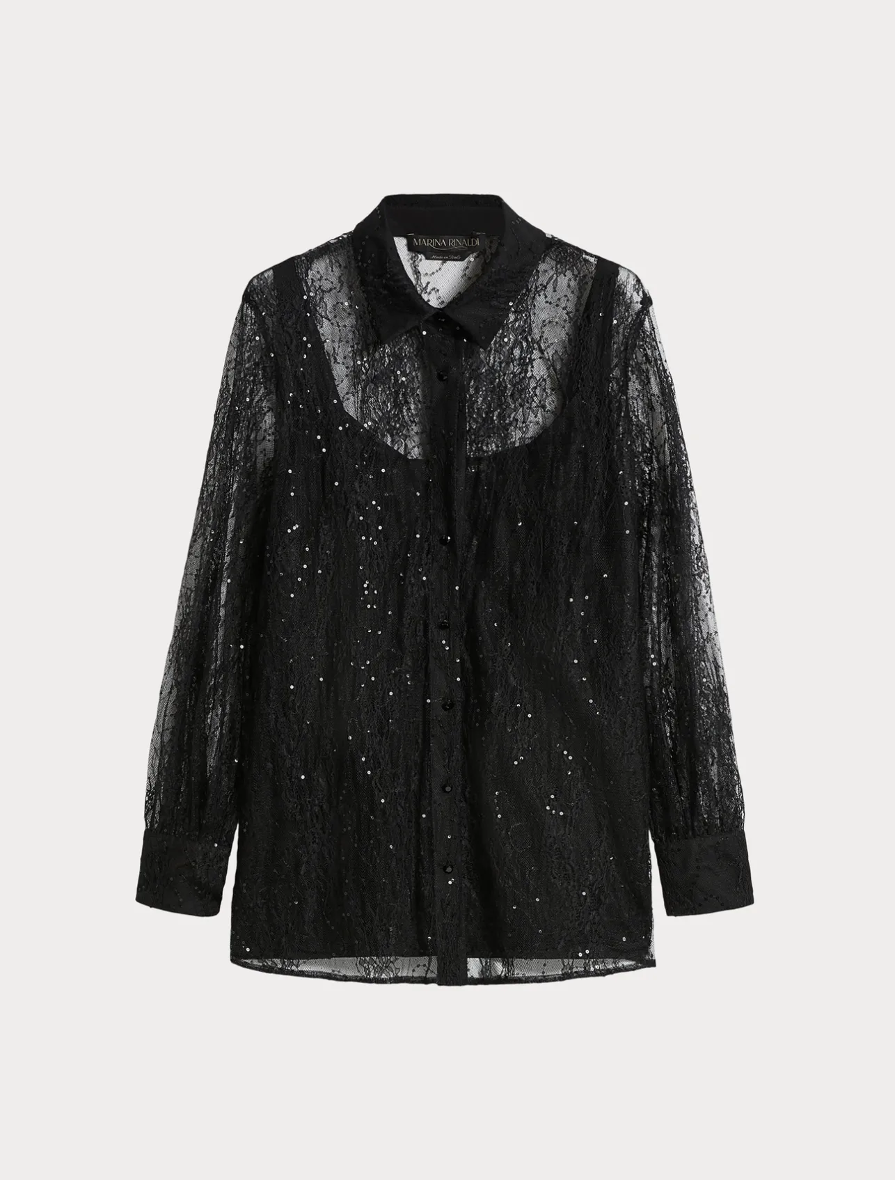 Discount Marina Rinaldi Sequinned lace shirt BLACK