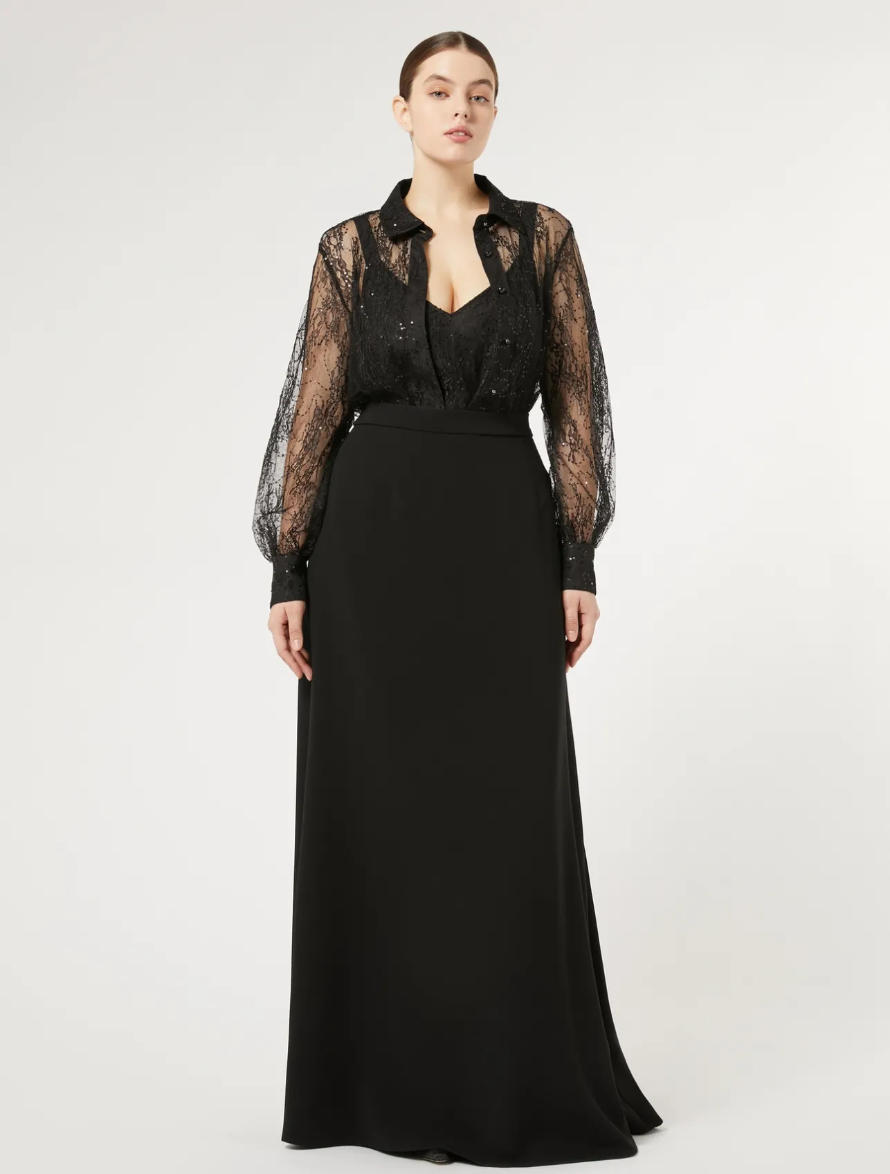 Discount Marina Rinaldi Sequinned lace shirt BLACK