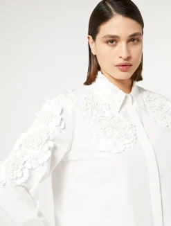 Hot Marina Rinaldi Sequinned poplin shirt OPTICALWHITE