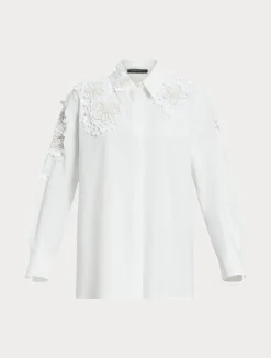 Hot Marina Rinaldi Sequinned poplin shirt OPTICALWHITE