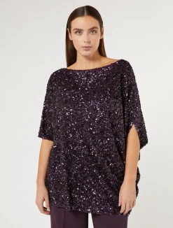 Fashion Marina Rinaldi Sequinned tunic BORDEAUX