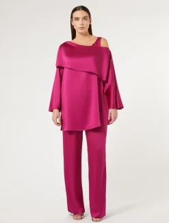 Discount Marina Rinaldi Shiny envers satin trousers RASPBERRY