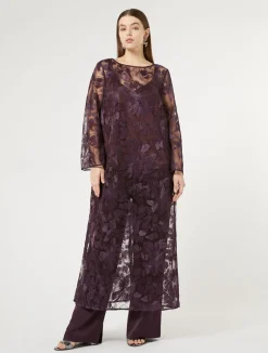 Fashion Marina Rinaldi Shiny envers satin trousers BORDEAUX