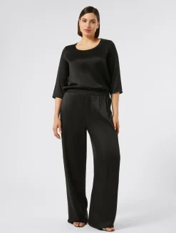 Outlet Marina Rinaldi Shiny frisottino trousers BLACK