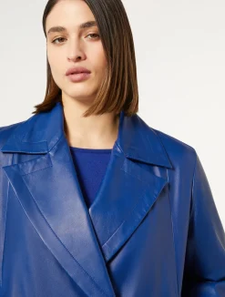 Discount Marina Rinaldi Shiny Nappa leather jacket CORNFLOWERBLUE