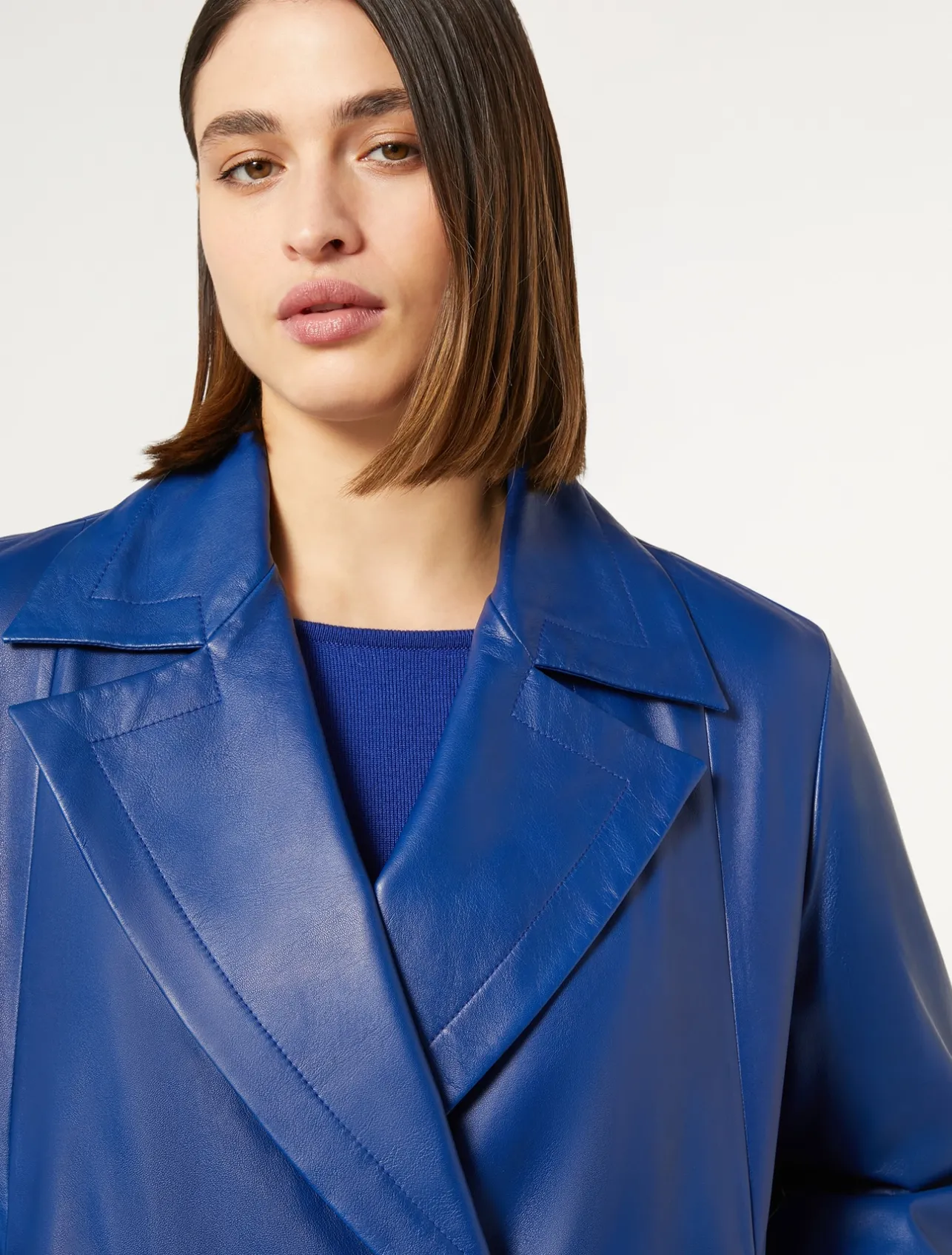 Discount Marina Rinaldi Shiny Nappa leather jacket CORNFLOWERBLUE