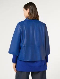 Discount Marina Rinaldi Shiny Nappa leather jacket CORNFLOWERBLUE