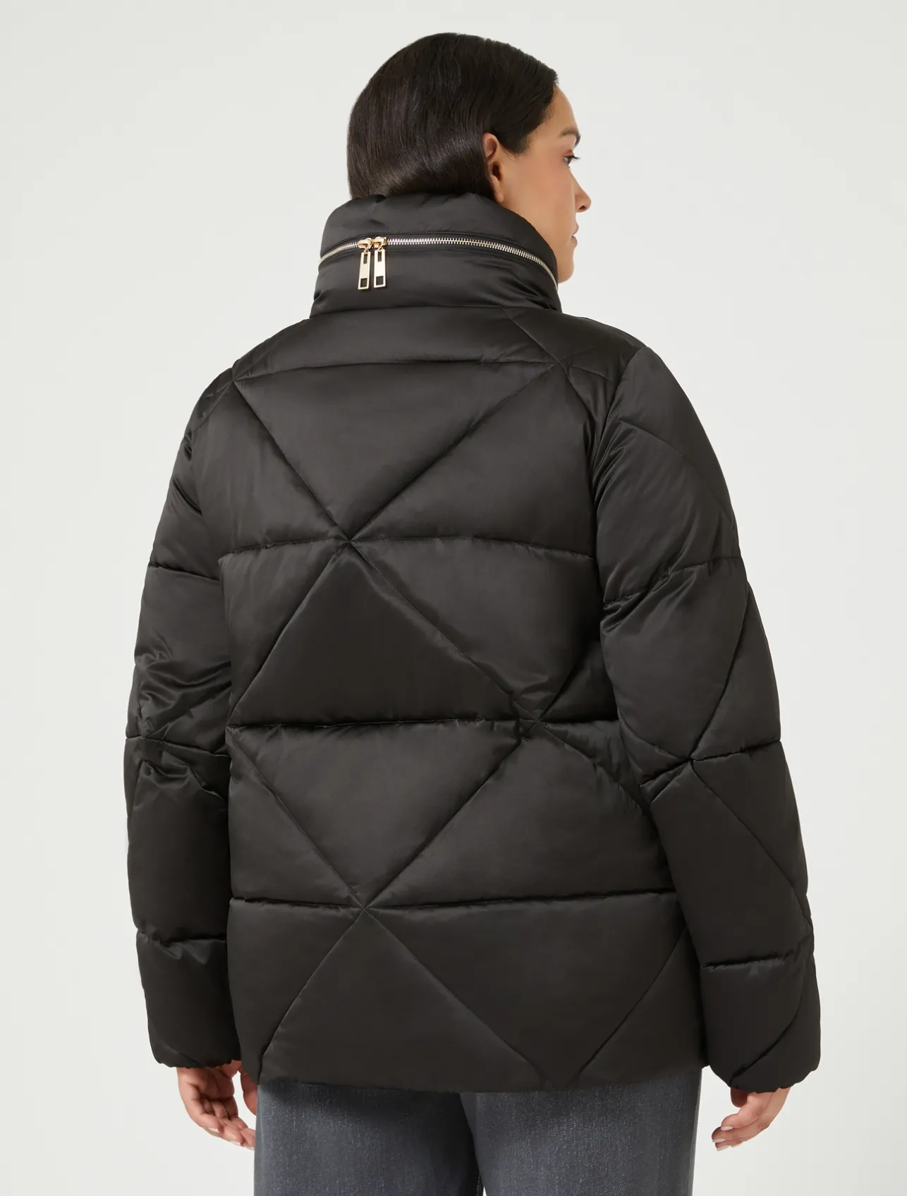 Fashion Marina Rinaldi Short padded jacket in water-repellent satin BLACK