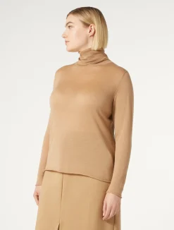 New Marina Rinaldi Silk and cashmere polo neck jumper CAMEL