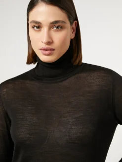 Online Marina Rinaldi Silk and cashmere polo neck jumper BLACK