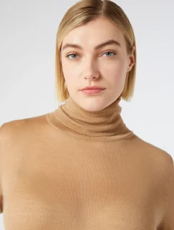New Marina Rinaldi Silk and cashmere polo neck jumper CAMEL