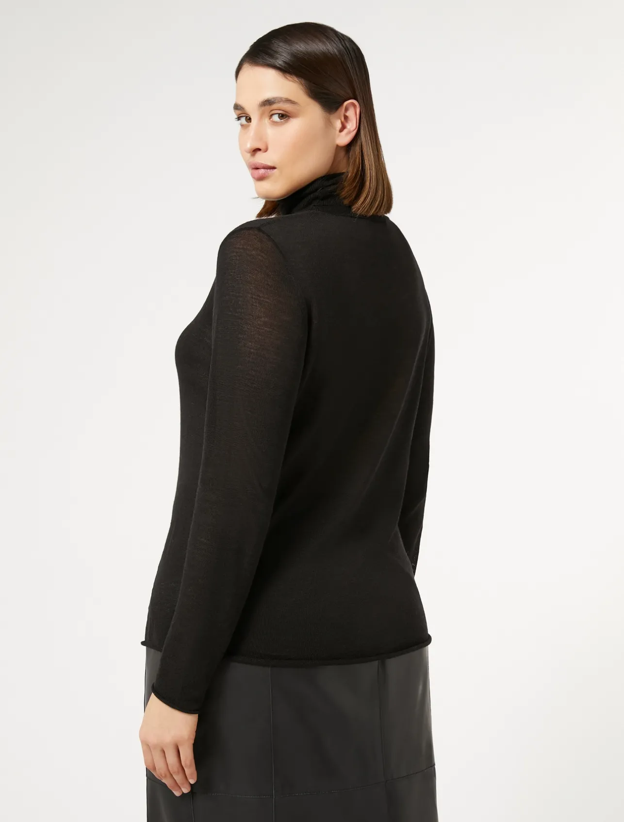 Online Marina Rinaldi Silk and cashmere polo neck jumper BLACK