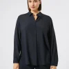 Online Marina Rinaldi Silk blend crêpe de Chine shirt ULTRAMARINE