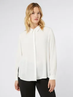 Sale Marina Rinaldi Silk blend crêpe de Chine shirt WHITE