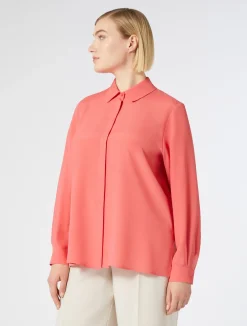 Fashion Marina Rinaldi Silk blend crêpe de Chine shirt CORAL