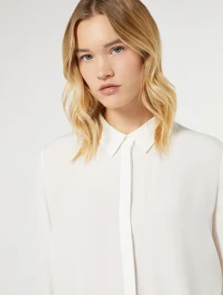 Sale Marina Rinaldi Silk blend crêpe de Chine shirt WHITE