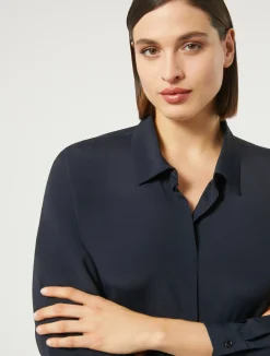Online Marina Rinaldi Silk blend crêpe de Chine shirt ULTRAMARINE