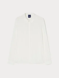 Sale Marina Rinaldi Silk blend crêpe de Chine shirt WHITE