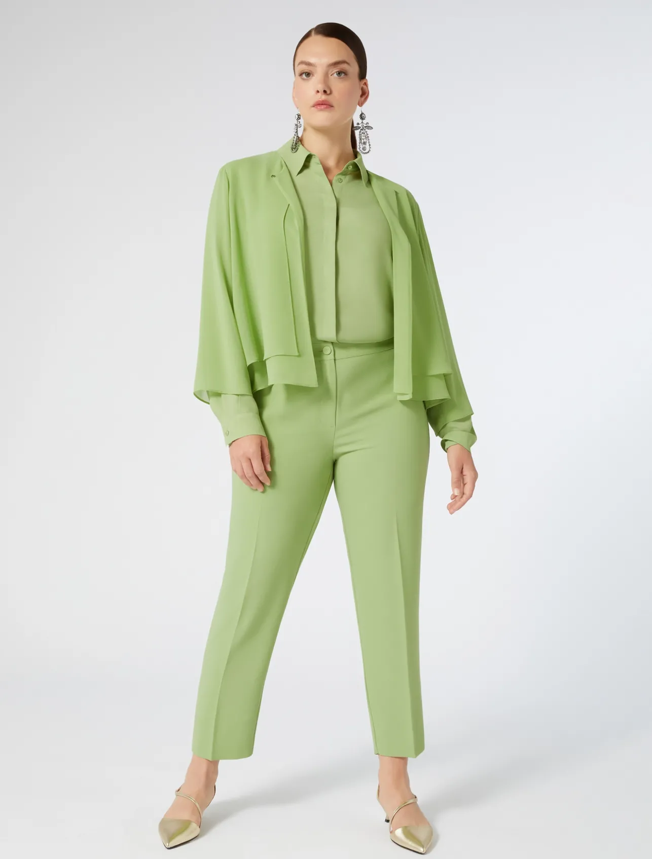 New Marina Rinaldi Silk blend crêpe de Chine shirt OLIVEGREEN