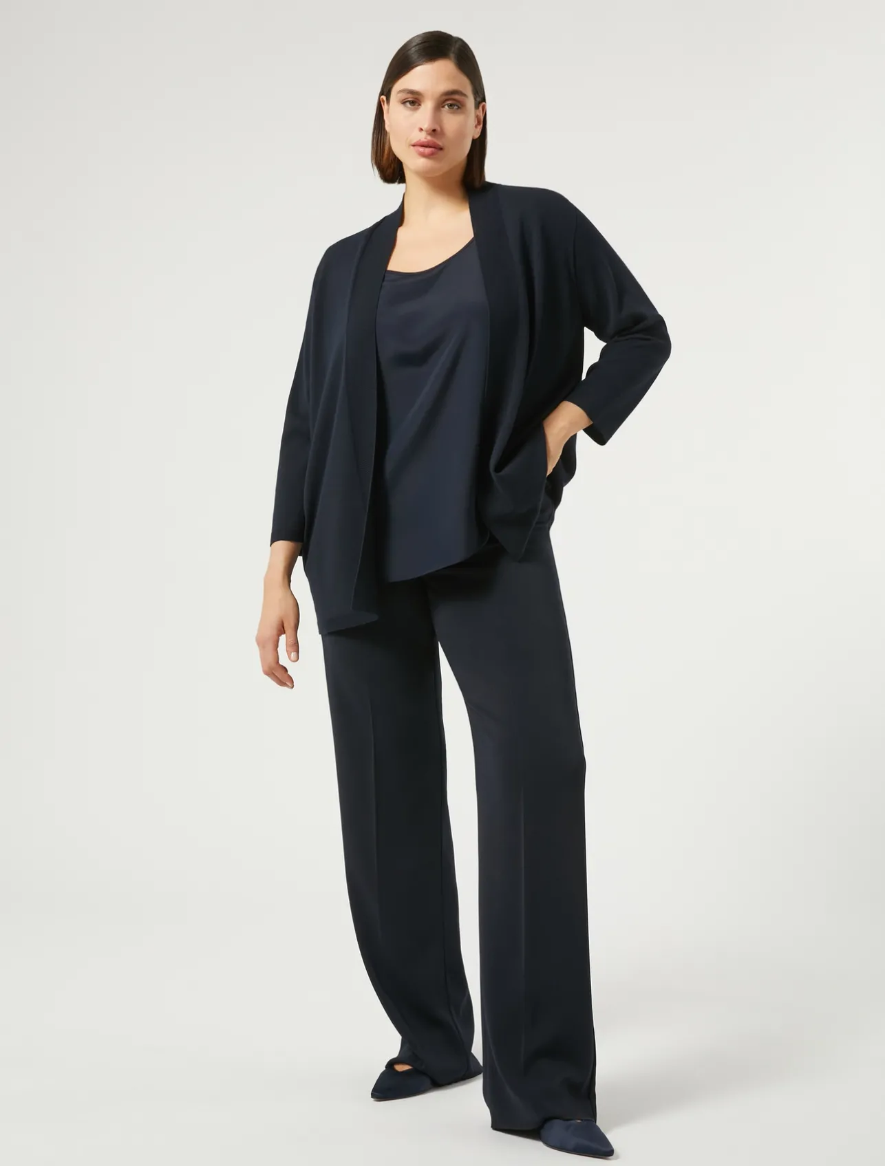 Sale Marina Rinaldi Silk blend crêpe de Chine top ULTRAMARINE