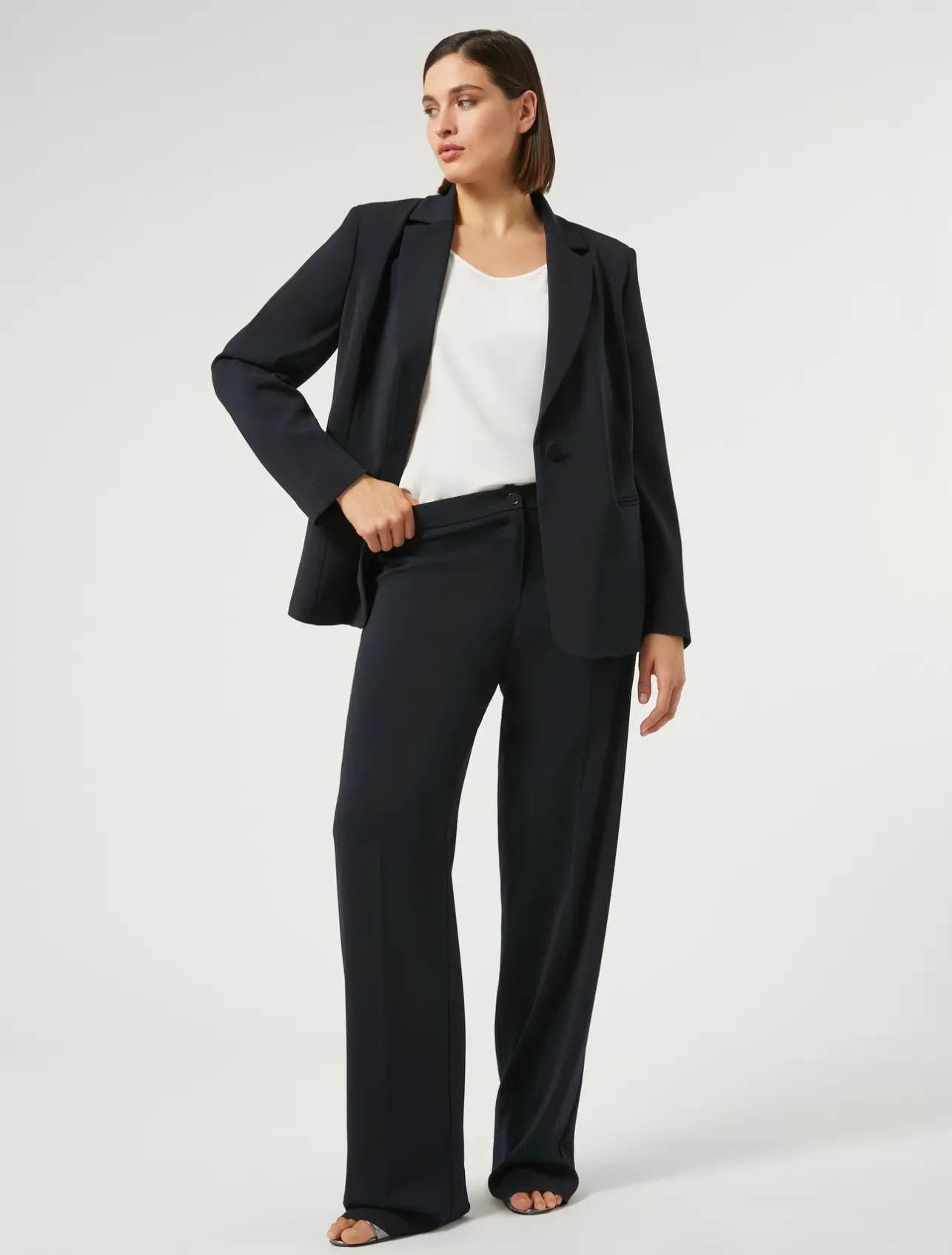 New Marina Rinaldi Silk blend crêpe de Chine top WHITE