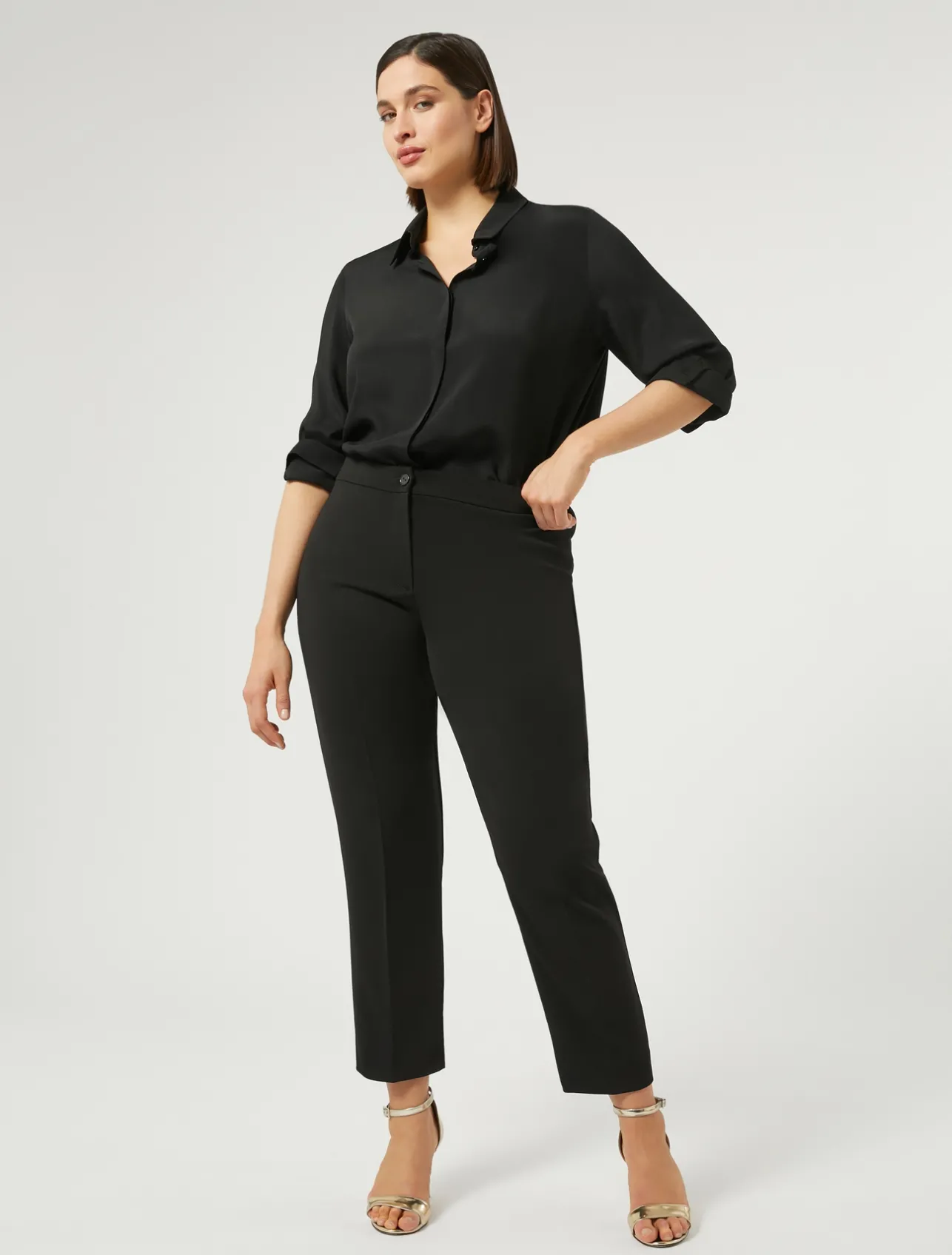New Marina Rinaldi Silk blend crêpe de Chine shirt BLACK