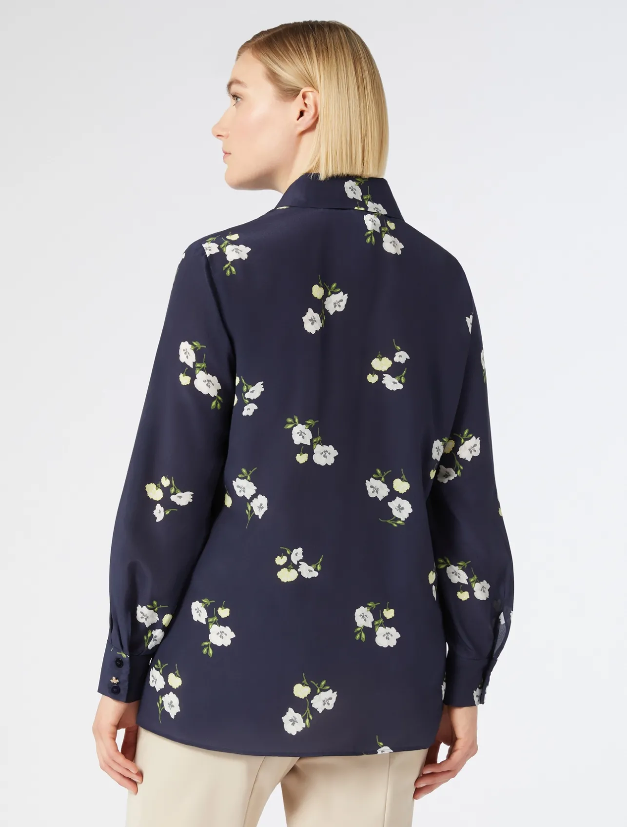 Outlet Marina Rinaldi Silk crepe de chine shirt MIDNIGHTBLUE